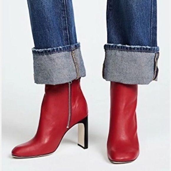 Rag & Bone Red Ellis Leather Ankle Bootie Size 39 - Picture 1 of 14
